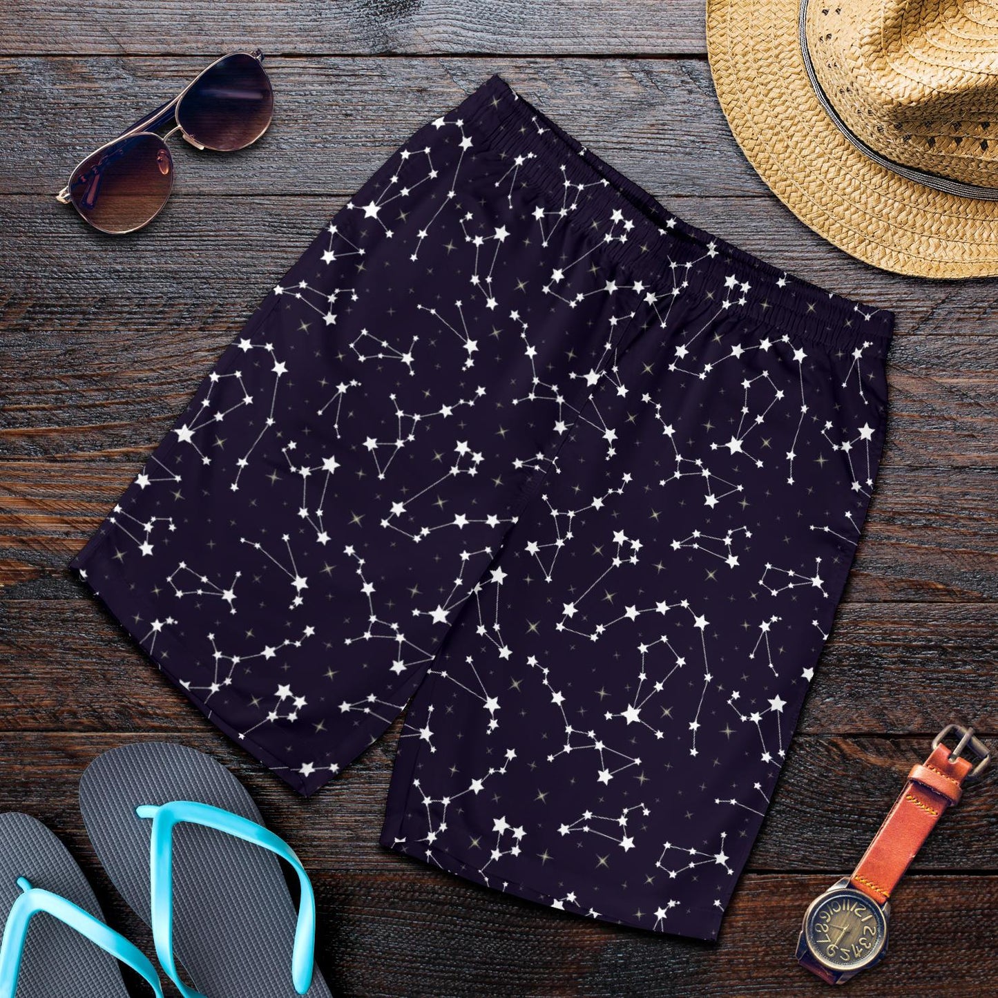Zodiac Star Pattern Design Print Mens Shorts-JTAMIGO.COM