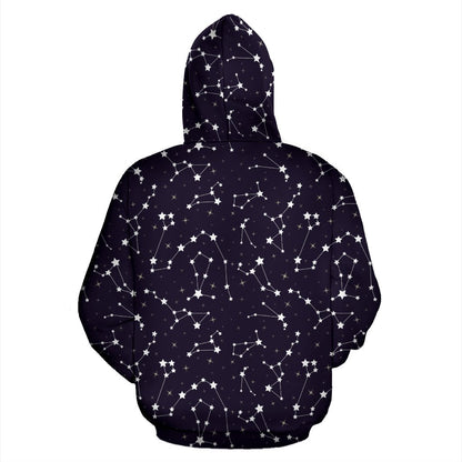 Zodiac Star Pattern Design Print Pullover Hoodie
