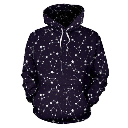 Zodiac Star Pattern Design Print Pullover Hoodie