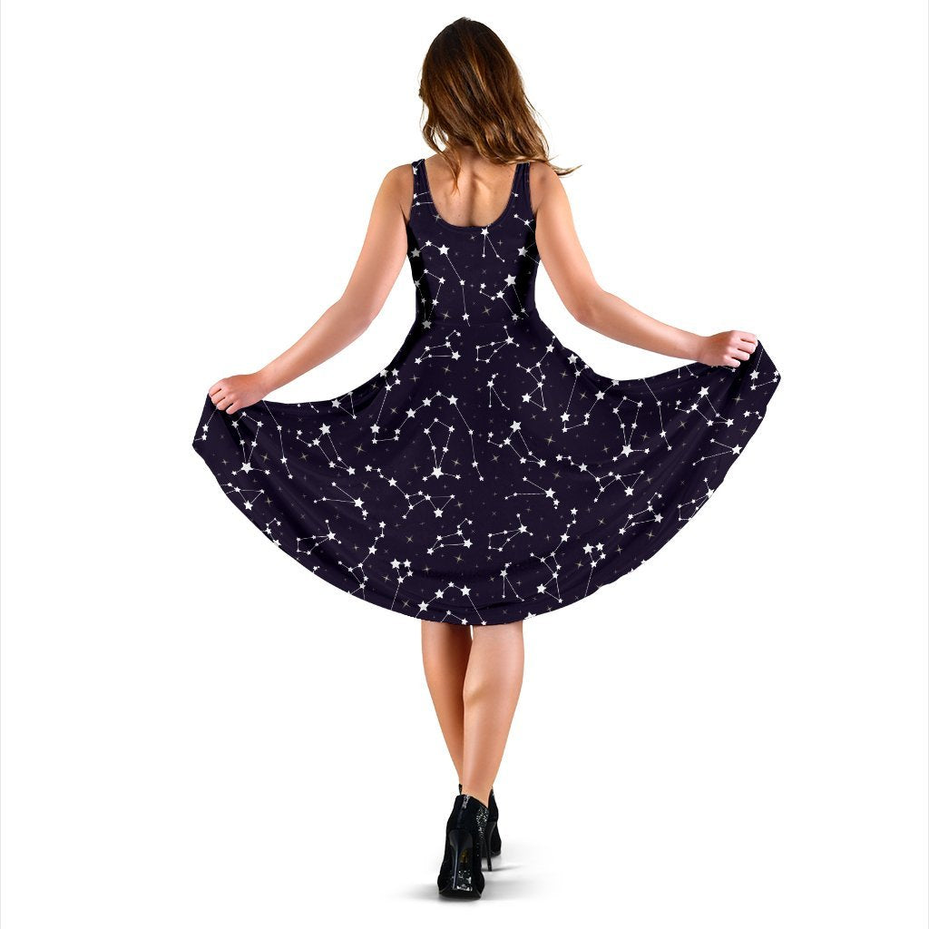 Zodiac Star Pattern Design Print Sleeveless Dress