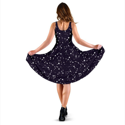 Zodiac Star Pattern Design Print Sleeveless Dress
