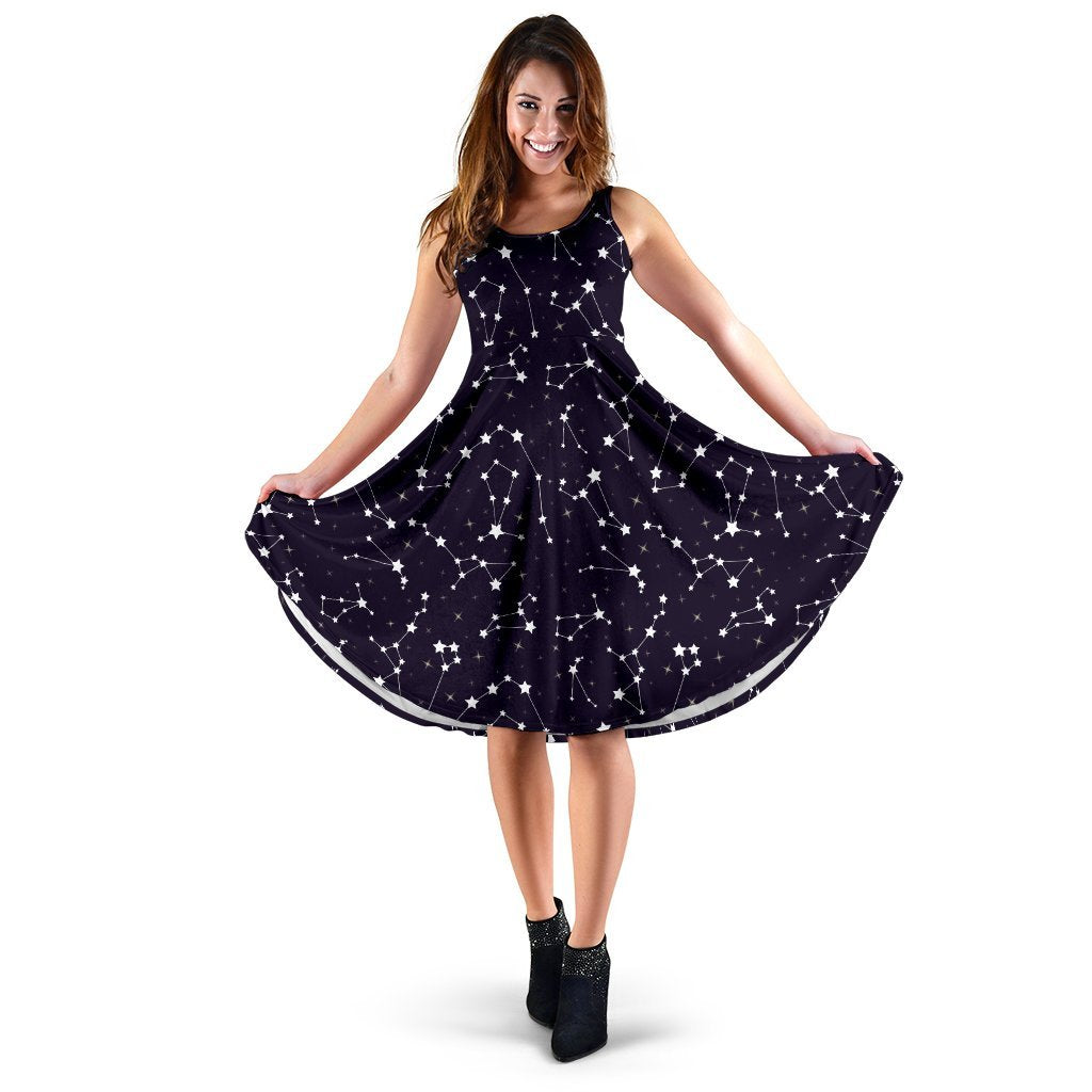 Zodiac Star Pattern Design Print Sleeveless Dress
