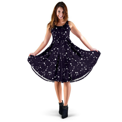 Zodiac Star Pattern Design Print Sleeveless Dress