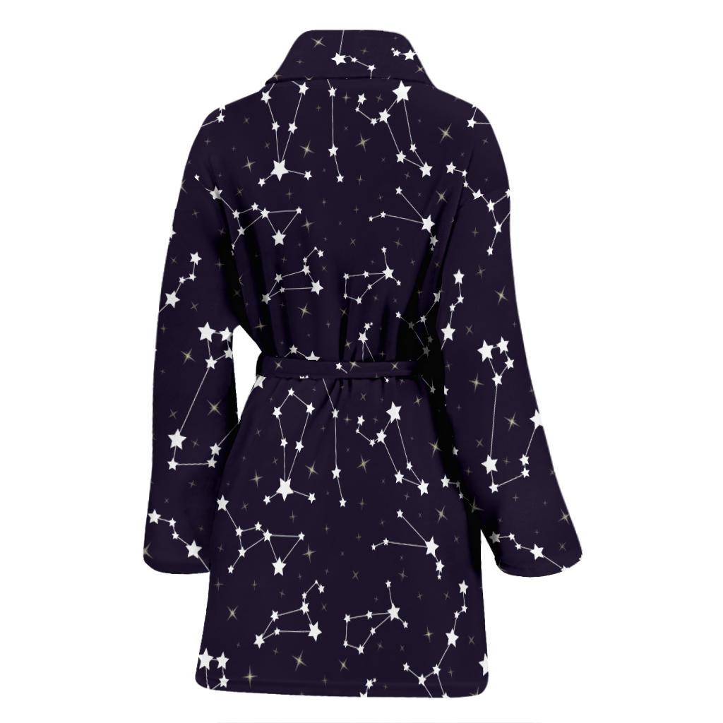 Zodiac Star Pattern Design Print Women Bath Robe-JTAMIGO.COM