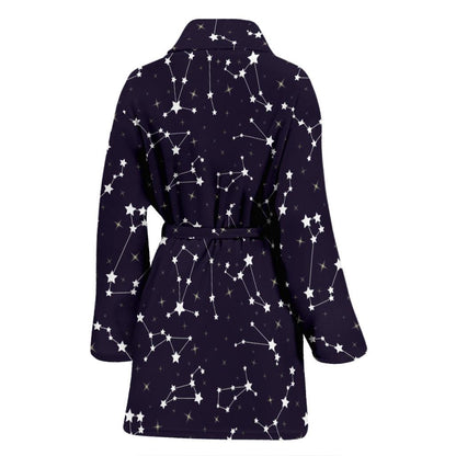 Zodiac Star Pattern Design Print Women Bath Robe-JTAMIGO.COM