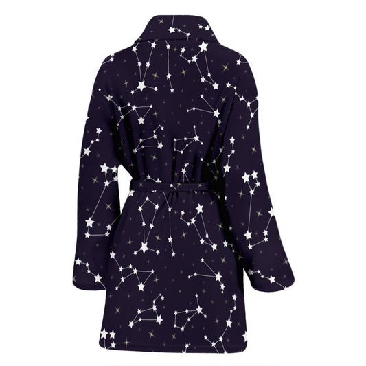 Zodiac Star Pattern Design Print Women Bath Robe-JTAMIGO.COM