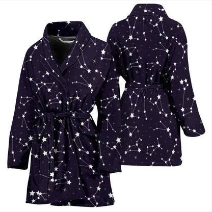 Zodiac Star Pattern Design Print Women Bath Robe-JTAMIGO.COM