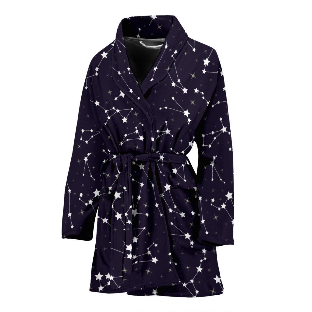 Zodiac Star Pattern Design Print Women Bath Robe-JTAMIGO.COM