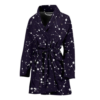 Zodiac Star Pattern Design Print Women Bath Robe-JTAMIGO.COM