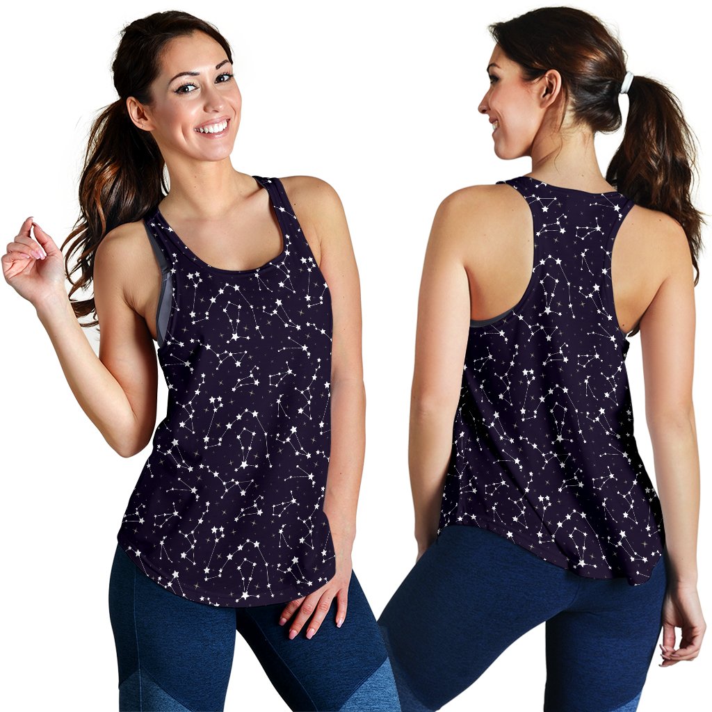 Zodiac Star Pattern Design Print Women Racerback Tank Top