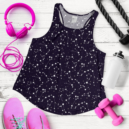 Zodiac Star Pattern Design Print Women Racerback Tank Top