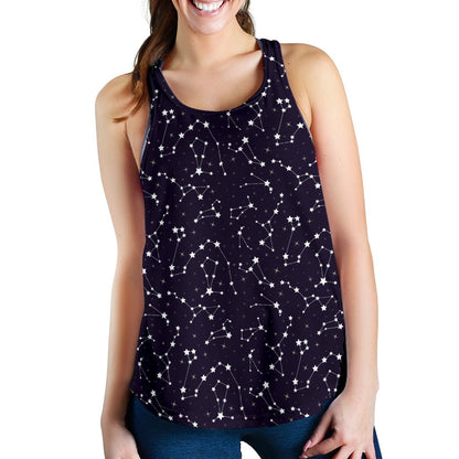 Zodiac Star Pattern Design Print Women Racerback Tank Top