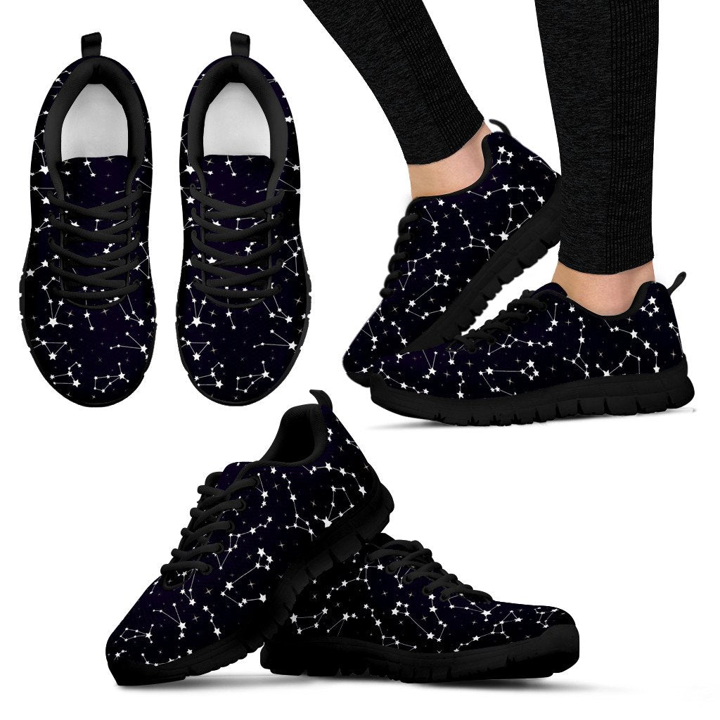 Zodiac Star Pattern Design Print Women Sneakers Shoes