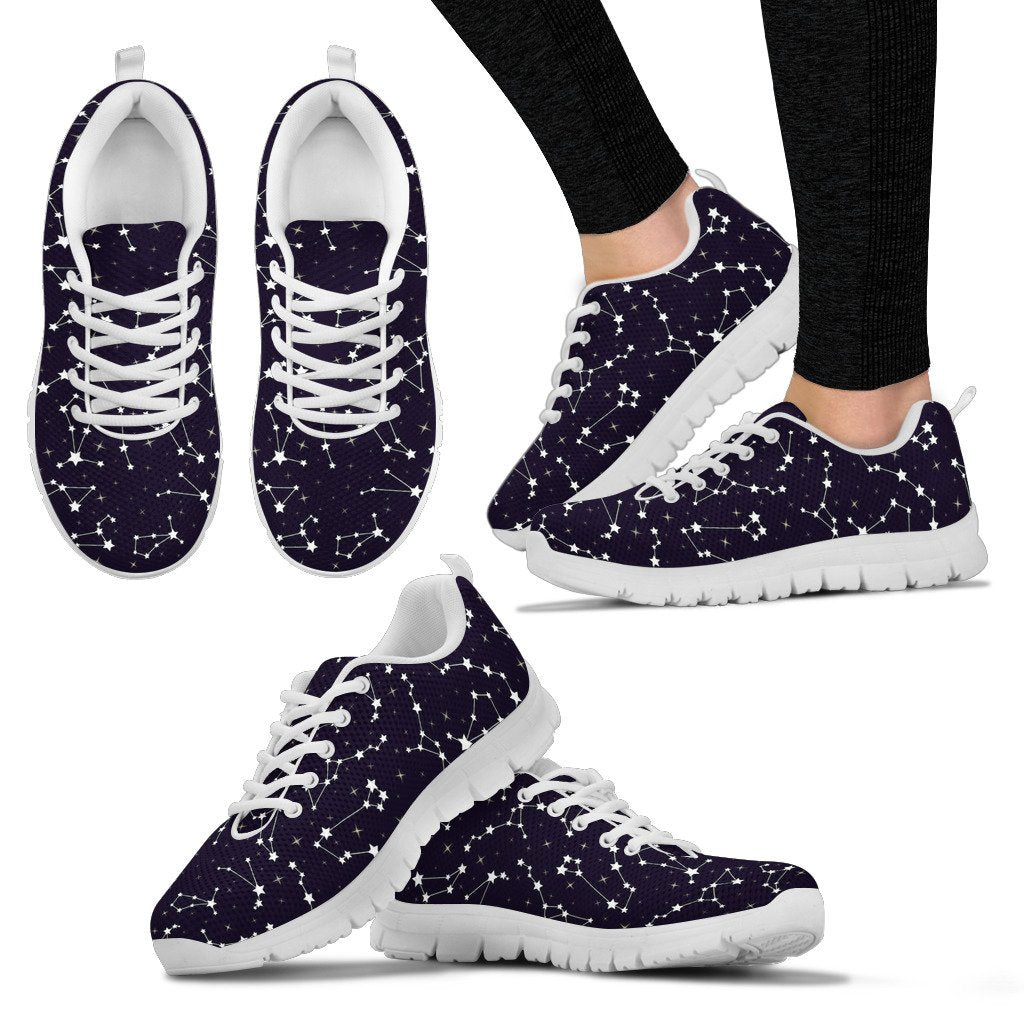 Zodiac Star Pattern Design Print Women Sneakers Shoes