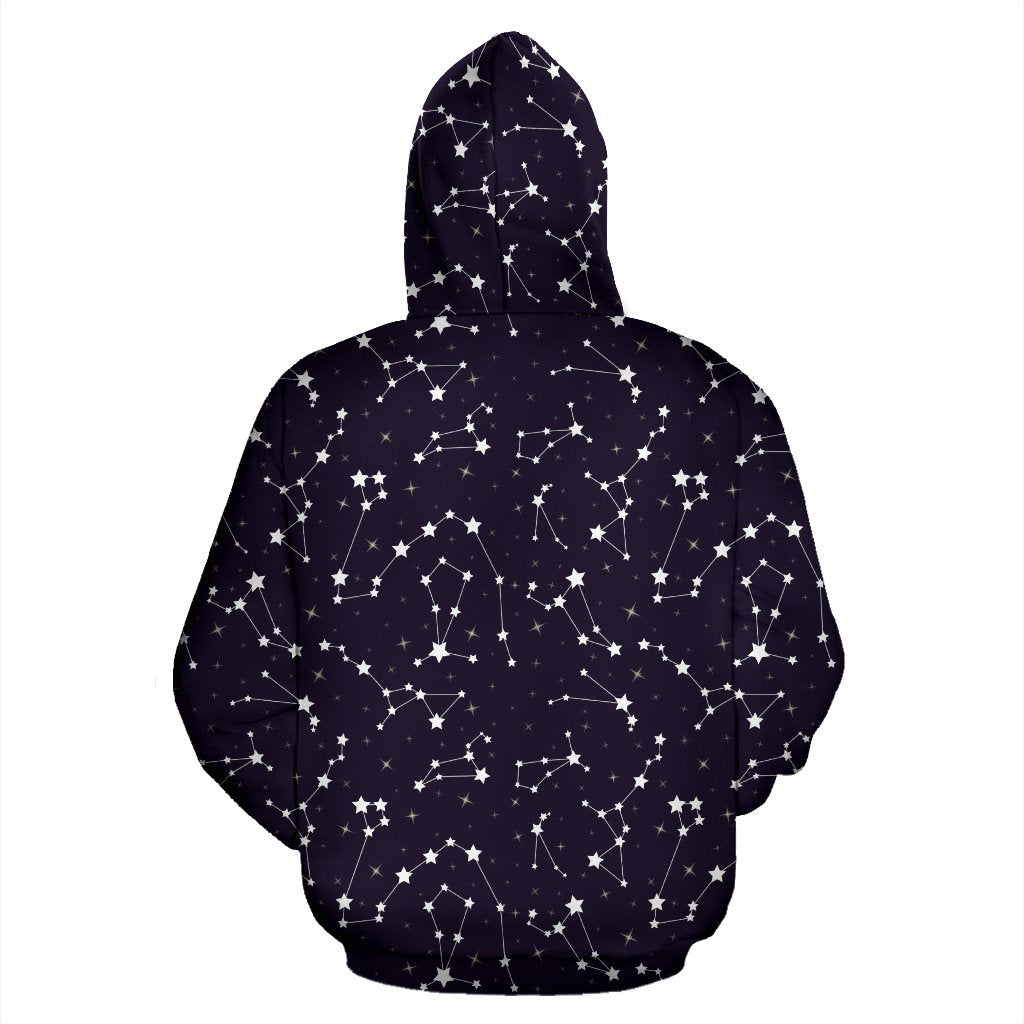 Zodiac Star Pattern Design Print Zip Up Hoodie