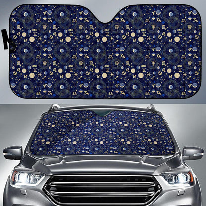Zodiac Themed Design Print Car Sun Shade For Windshield