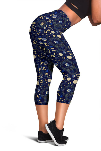 Zodiac Themed Design Print Women Capris