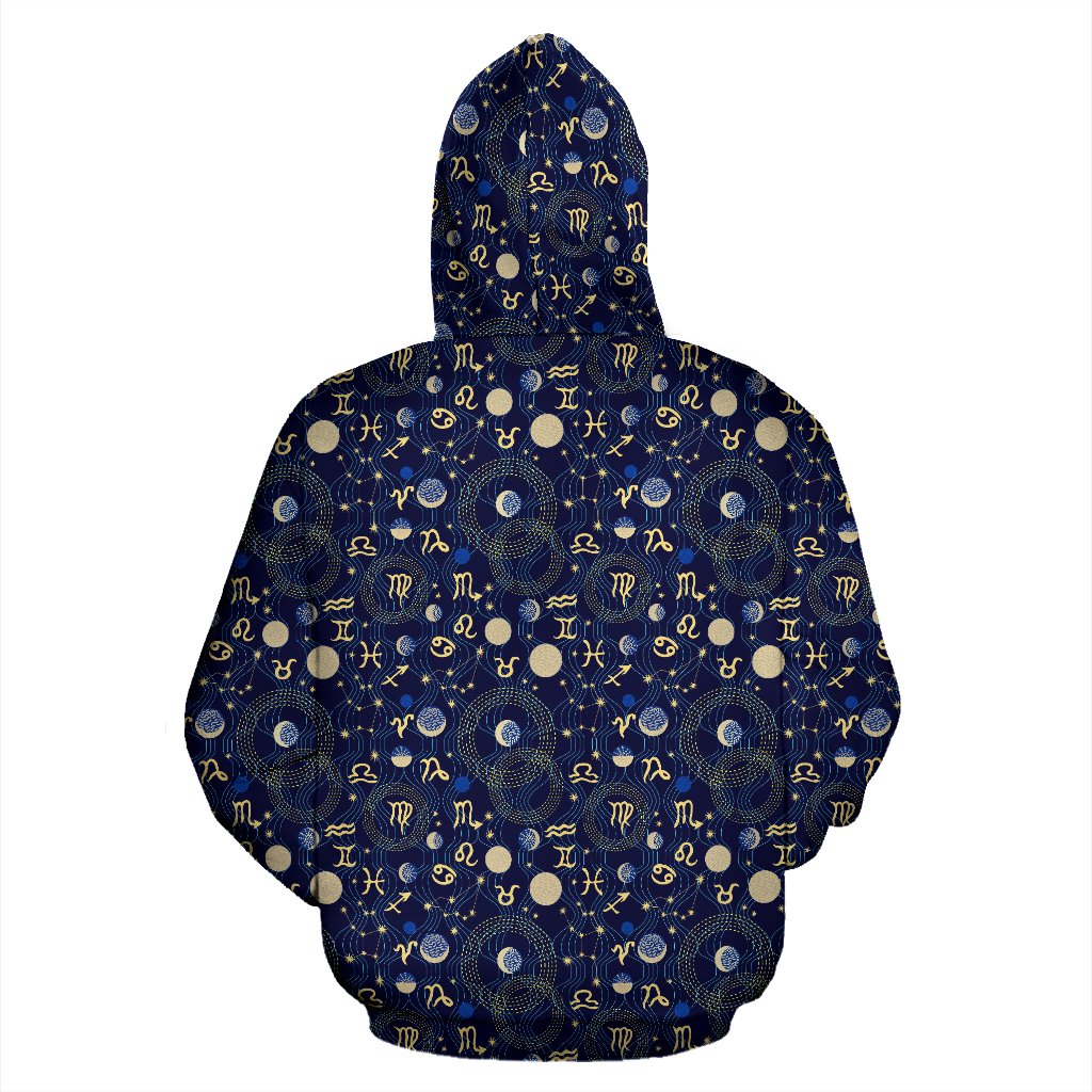 Zodiac Themed Design Print Zip Up Hoodie