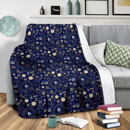 ZodiacThemed Design Print Fleece Blanket
