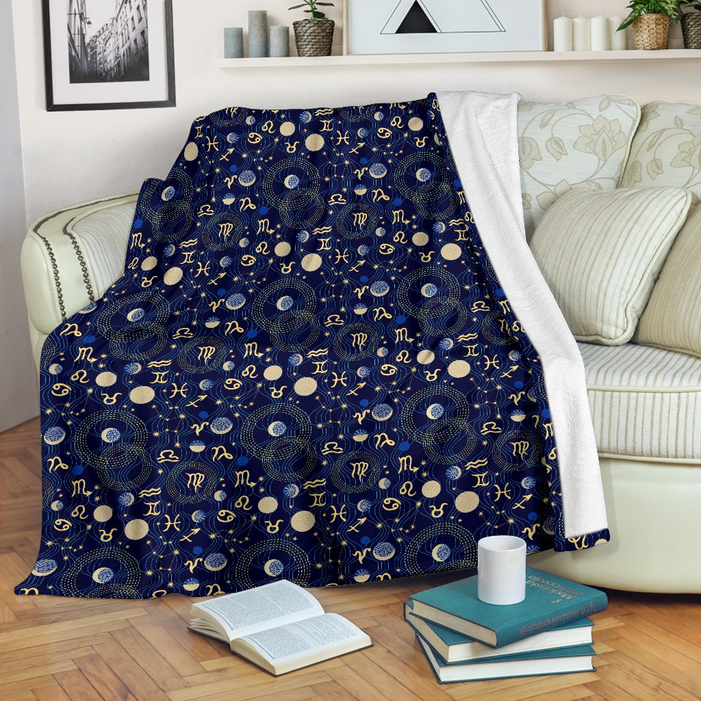 ZodiacThemed Design Print Fleece Blanket