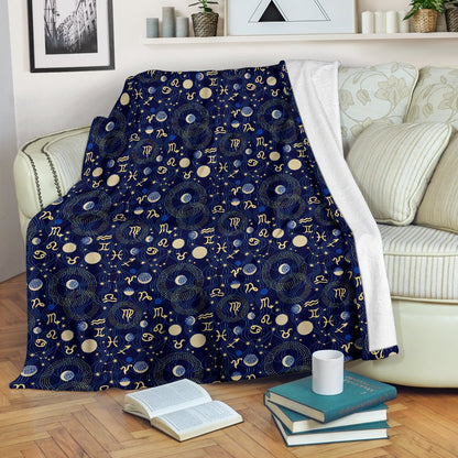 ZodiacThemed Design Print Fleece Blanket