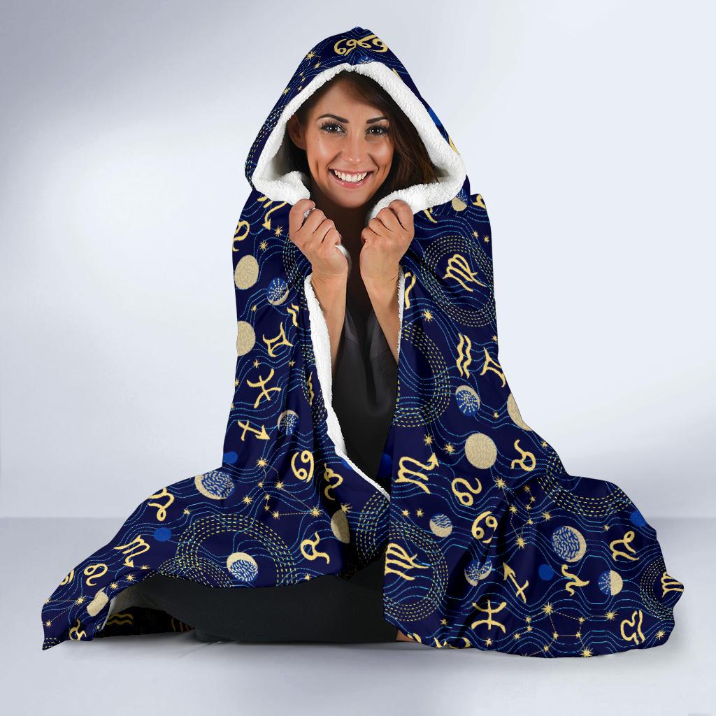 ZodiacThemed Design Print Hooded Blanket-JTAMIGO.COM