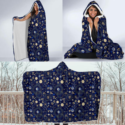 ZodiacThemed Design Print Hooded Blanket-JTAMIGO.COM