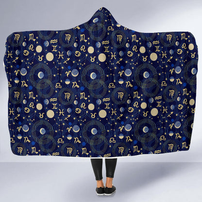ZodiacThemed Design Print Hooded Blanket-JTAMIGO.COM