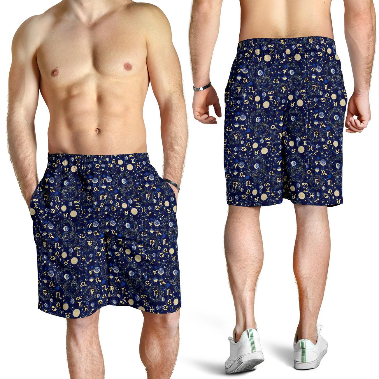 ZodiacThemed Design Print Mens Shorts-JTAMIGO.COM
