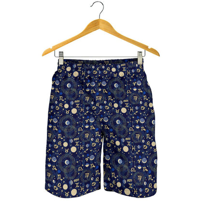 ZodiacThemed Design Print Mens Shorts-JTAMIGO.COM