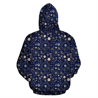 ZodiacThemed Design Print Pullover Hoodie
