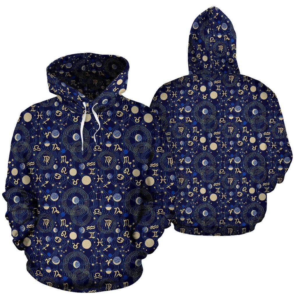 ZodiacThemed Design Print Pullover Hoodie