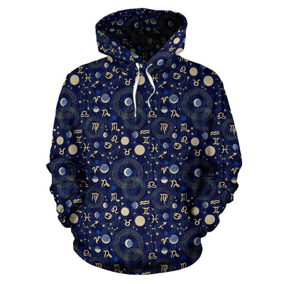 ZodiacThemed Design Print Pullover Hoodie