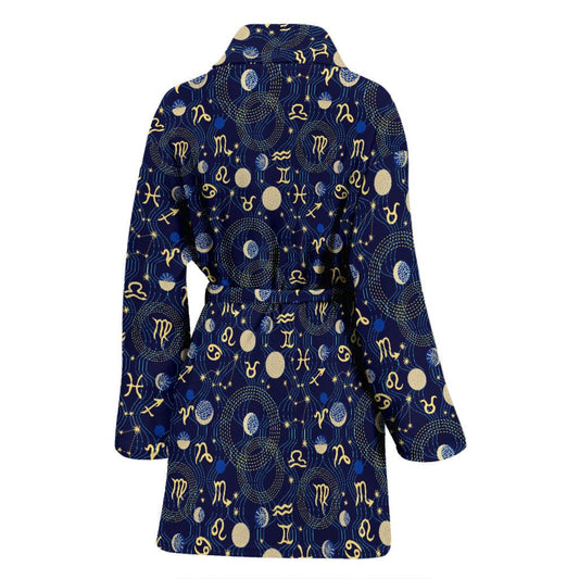 ZodiacThemed Design Print Women Bath Robe-JTAMIGO.COM