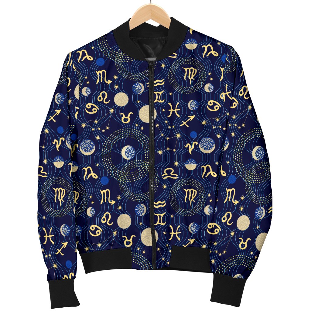 ZodiacThemed Design Print Women Casual Bomber Jacket