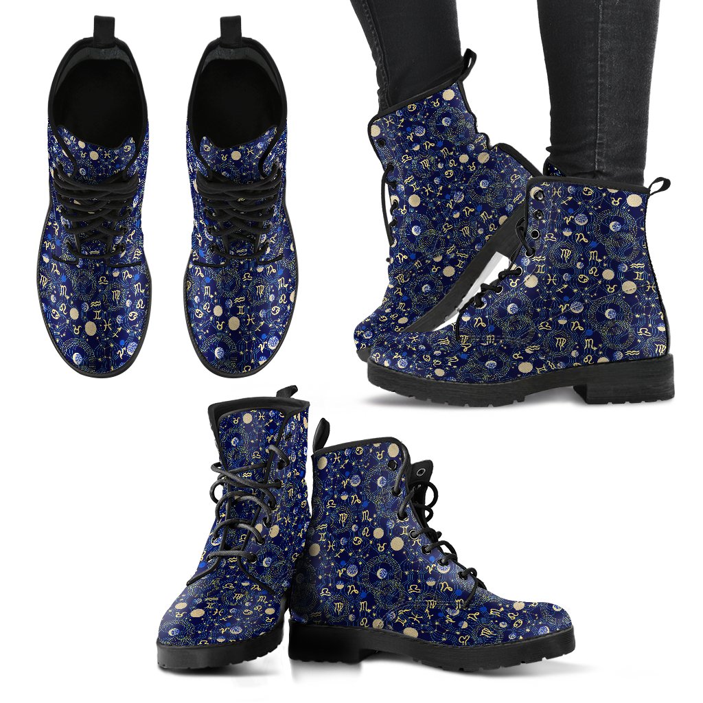 ZodiacThemed Design Print Women Leather Boots-JTAMIGO.COM