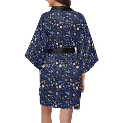 ZodiacThemed Design Print Women Short Kimono Robe
