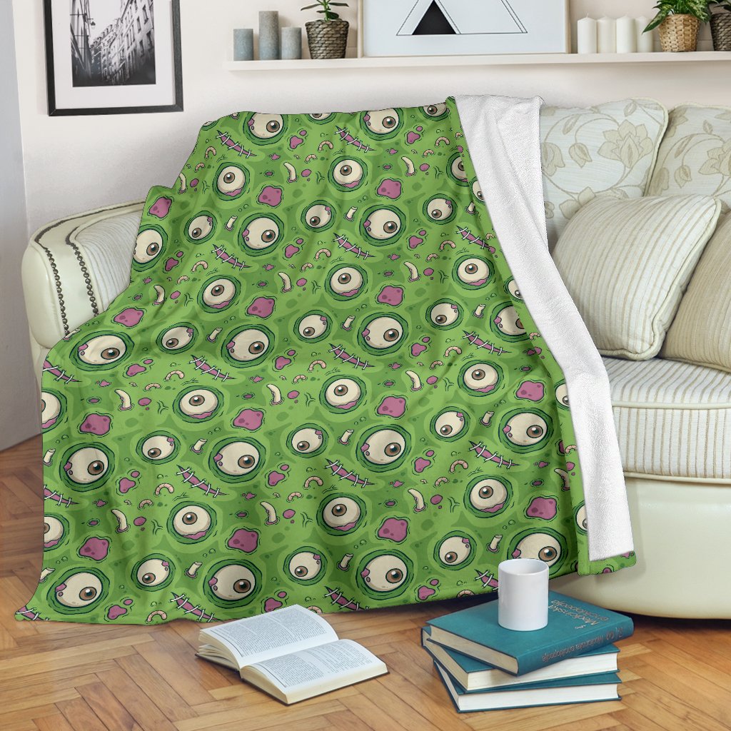 Zombie Eyes Design Pattern Print Fleece Blanket