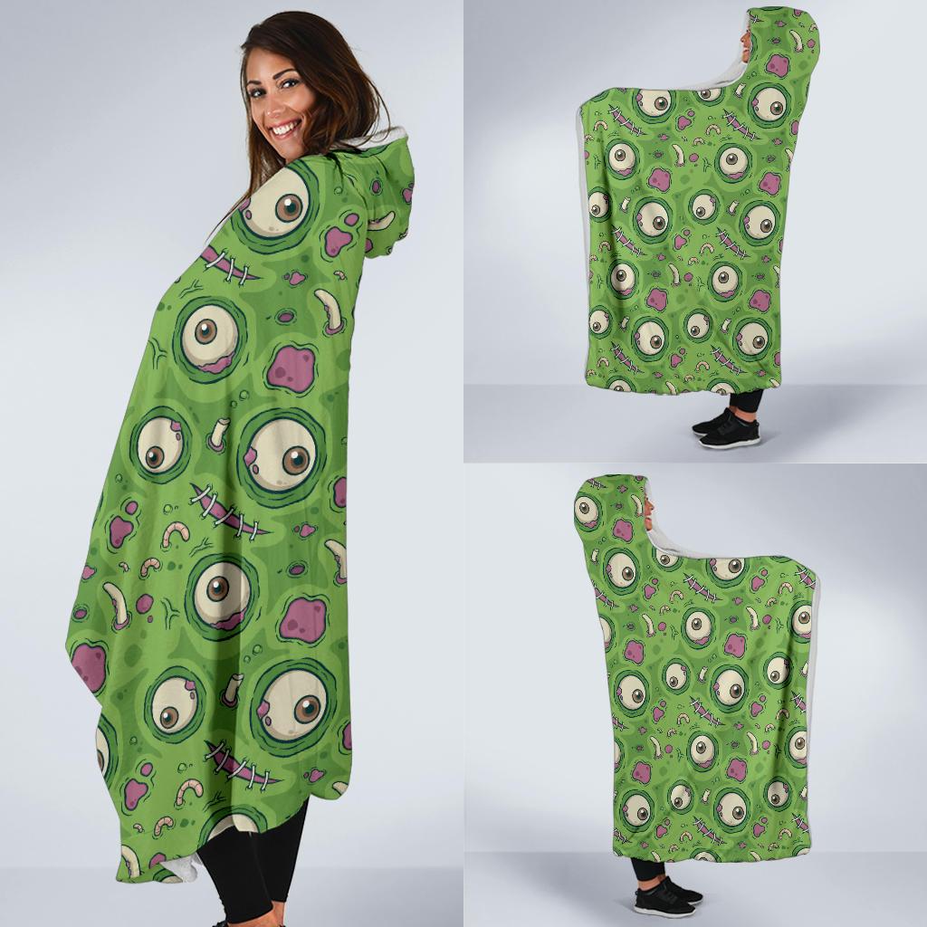 Zombie Eyes Design Pattern Print Hooded Blanket-JTAMIGO.COM