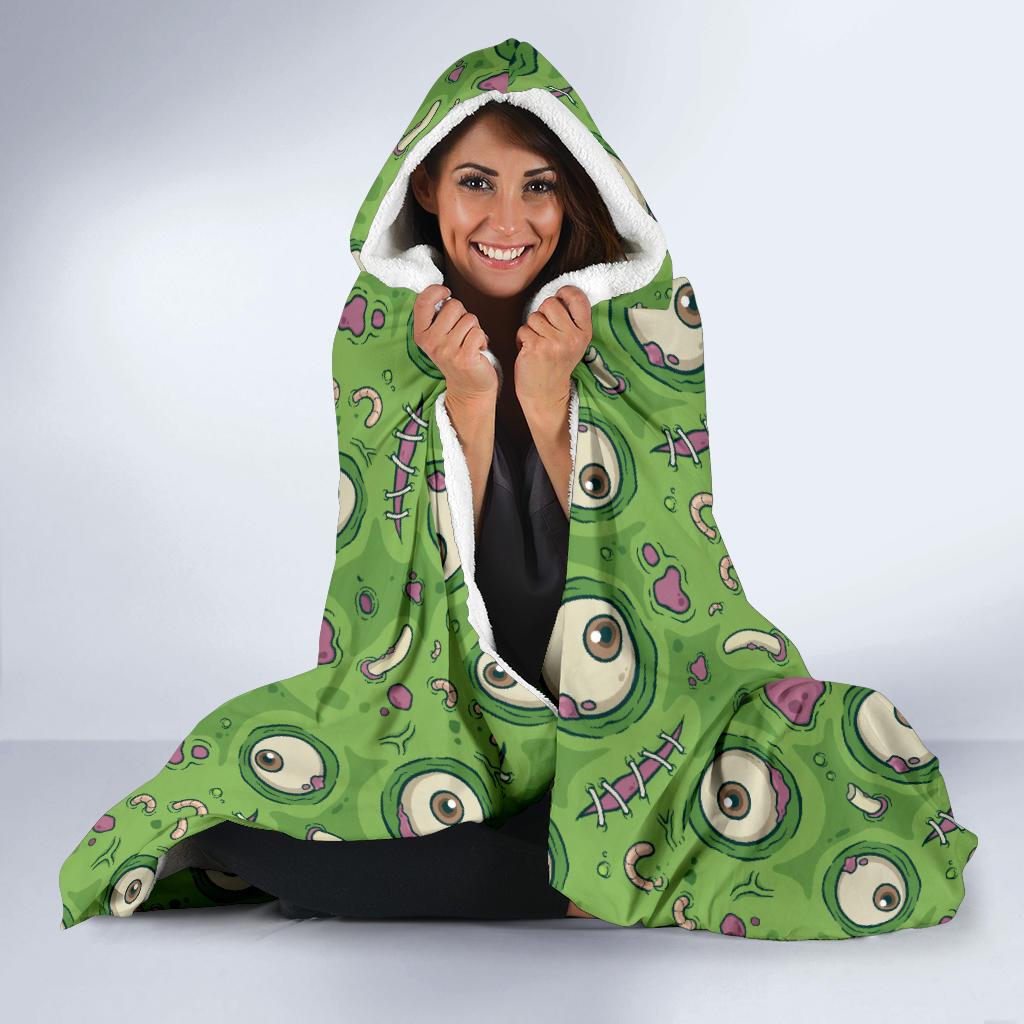 Zombie Eyes Design Pattern Print Hooded Blanket-JTAMIGO.COM