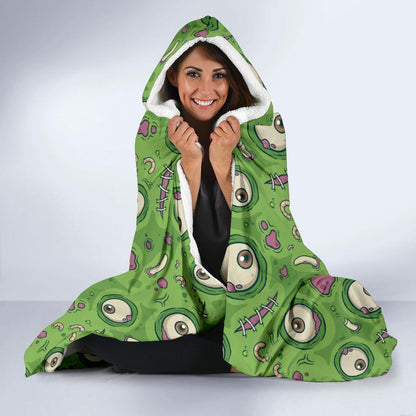 Zombie Eyes Design Pattern Print Hooded Blanket-JTAMIGO.COM