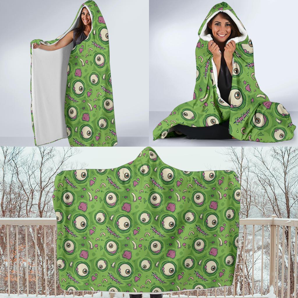 Zombie Eyes Design Pattern Print Hooded Blanket-JTAMIGO.COM