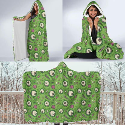 Zombie Eyes Design Pattern Print Hooded Blanket-JTAMIGO.COM