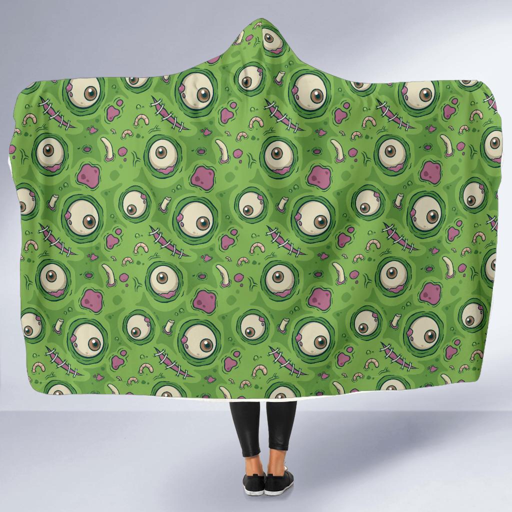 Zombie Eyes Design Pattern Print Hooded Blanket-JTAMIGO.COM