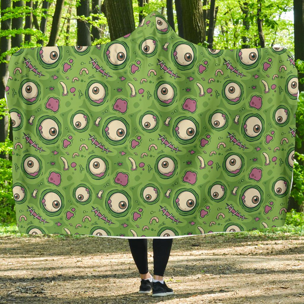 Zombie Eyes Design Pattern Print Hooded Blanket-JTAMIGO.COM