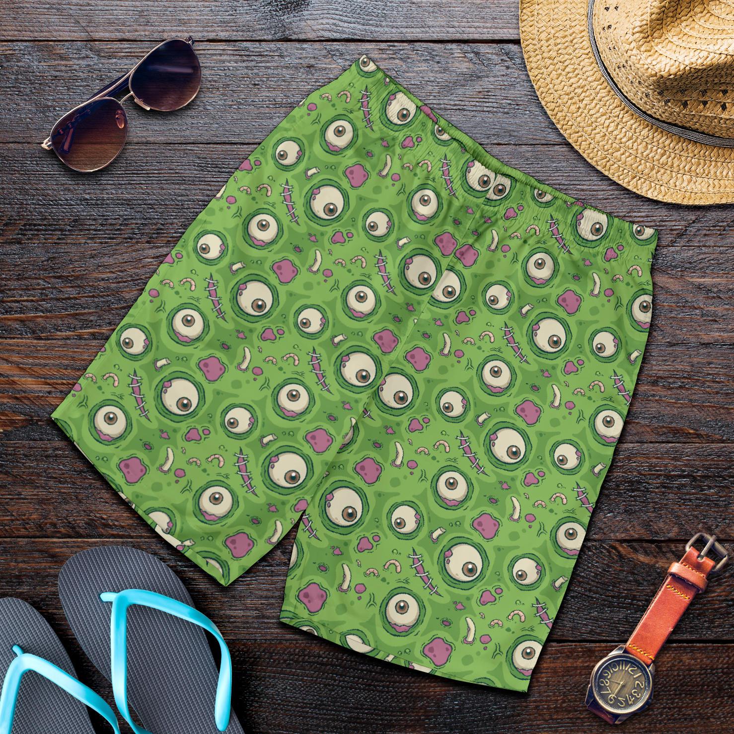 Zombie Eyes Design Pattern Print Mens Shorts-JTAMIGO.COM