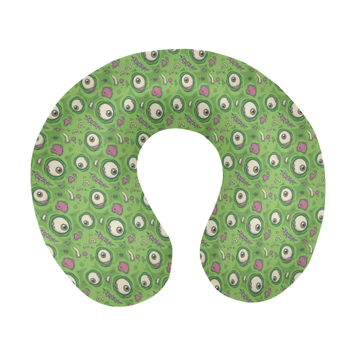 Zombie Eyes Design Pattern Print U-Shaped Travel Neck Pillow-JTAMIGO.COM