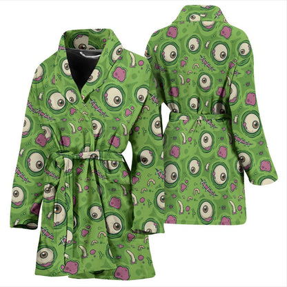Zombie Eyes Design Pattern Print Women Bath Robe-JTAMIGO.COM