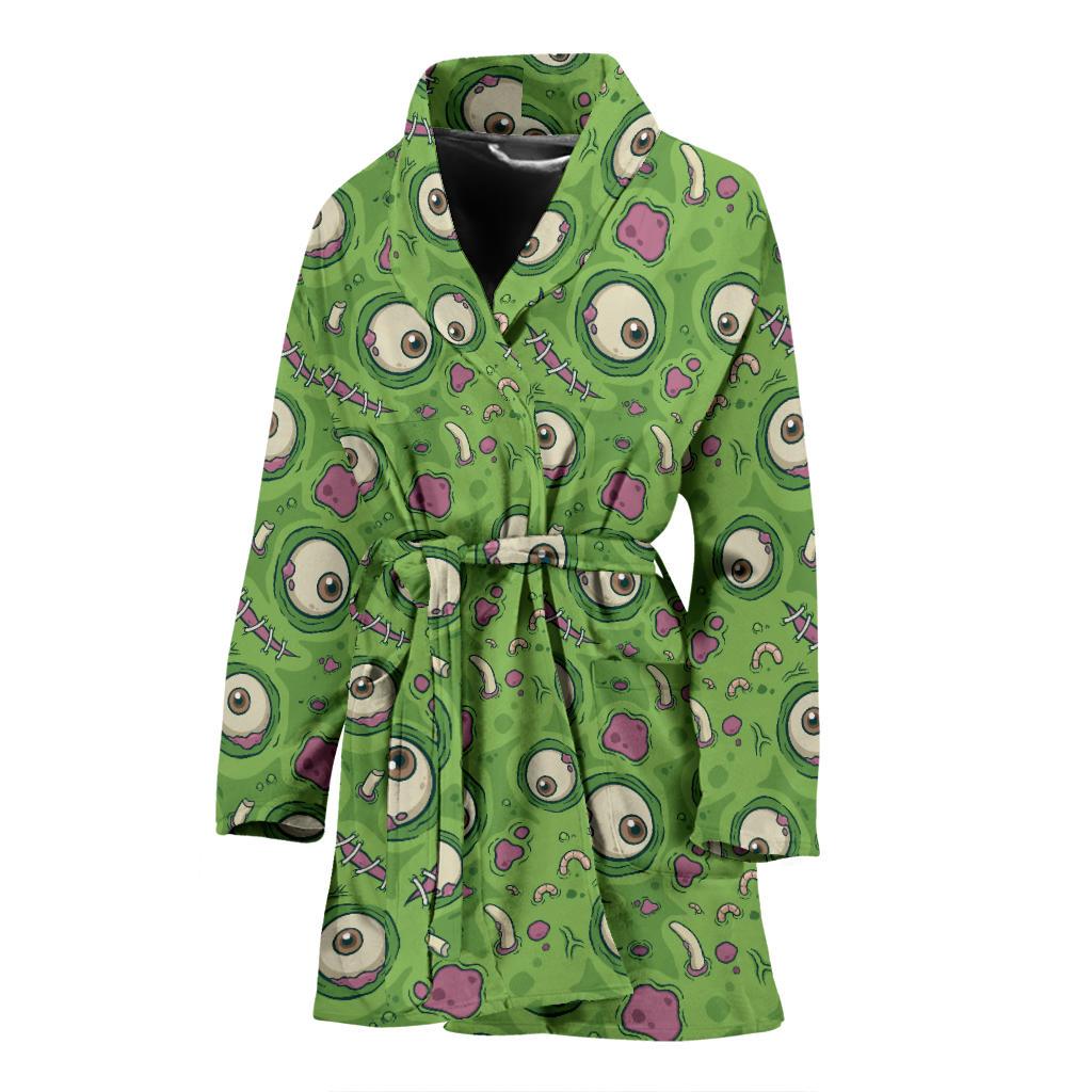 Zombie Eyes Design Pattern Print Women Bath Robe-JTAMIGO.COM
