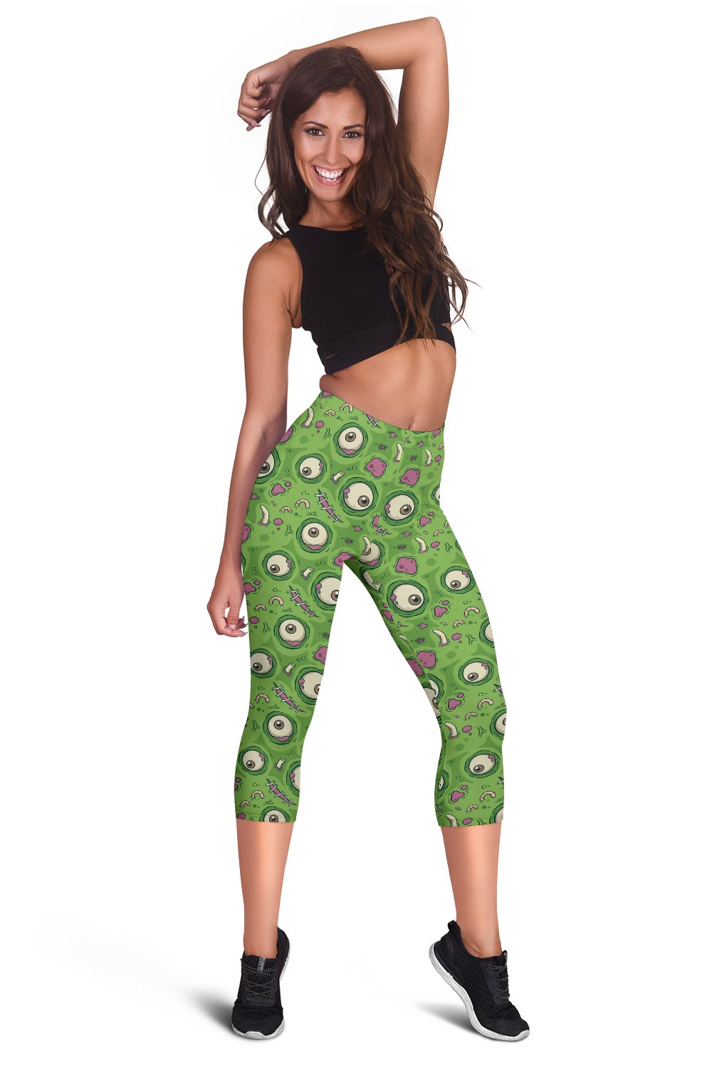 Zombie Eyes Design Pattern Print Women Capris